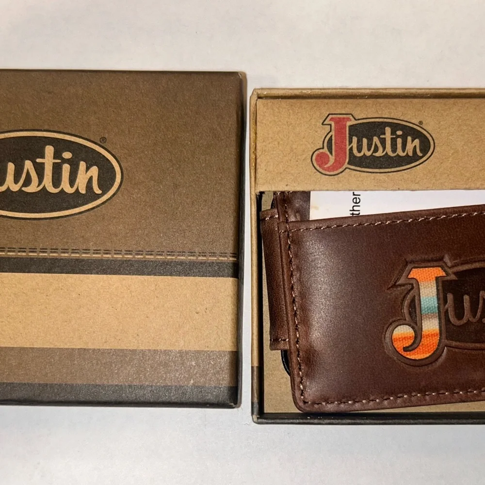 Justin Boots Brown Leather Card Holder